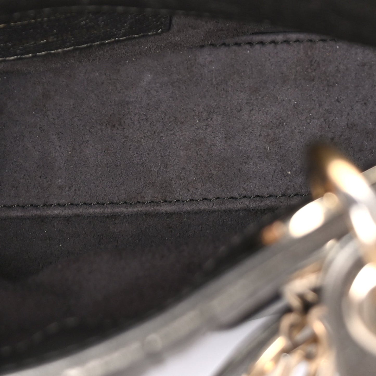 Metallic Lambskin Cannage Mini Lady Dior Dark Grey