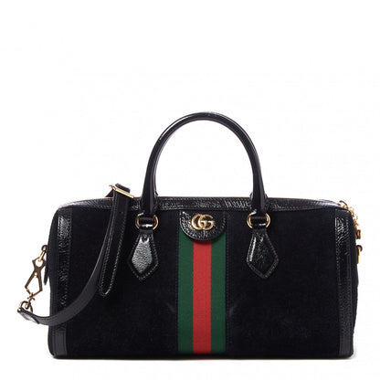 Gucci Suede Patent GG Web Medium Ophidia Boston Black 1 of 8