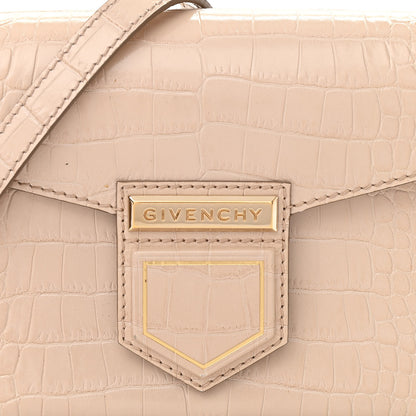 Givenchy Calfskin Crocodile Embossed Mini Nobile Shoulder Bag Nude Pink 6 of 9