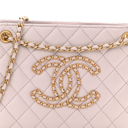 Chanel Calfskin Quilted Small CC Chain Accordion Tote Light Pink 8 of 10