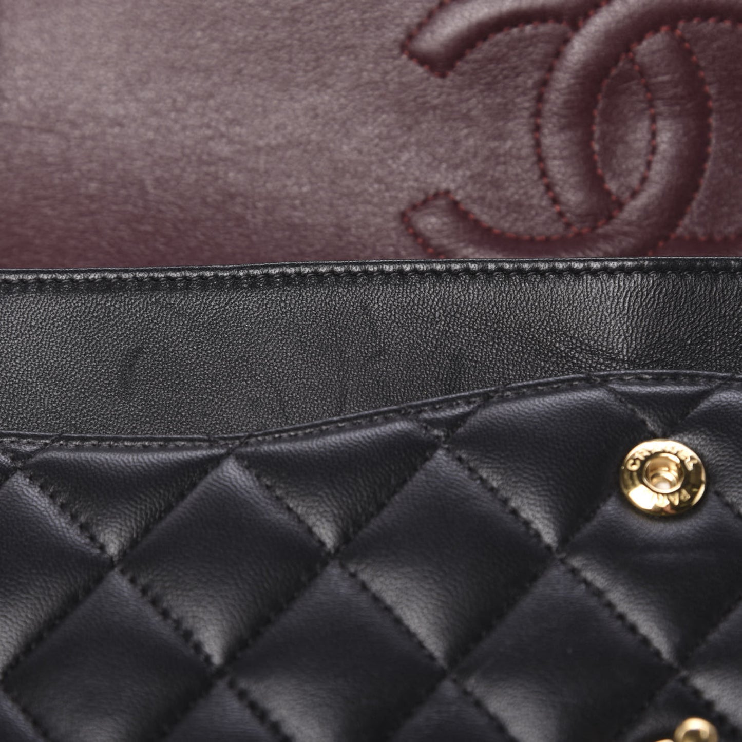 Lambskin Quilted Medium Double Flap Black