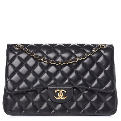 Chanel Lambskin Quilted Jumbo Double Flap Black 1 of 7