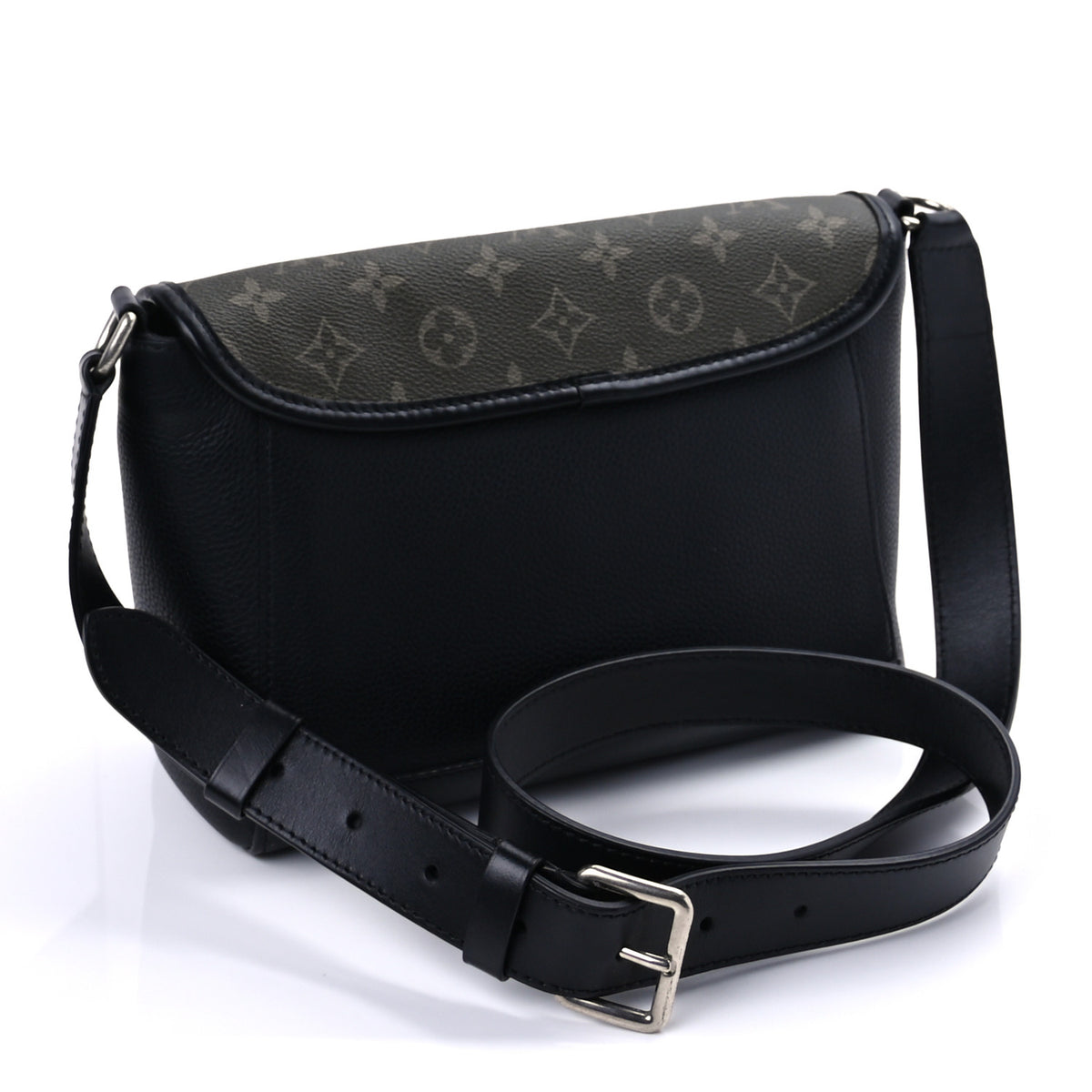 Grained Calfskin Monogram Pulse Messenger Khaki Black
