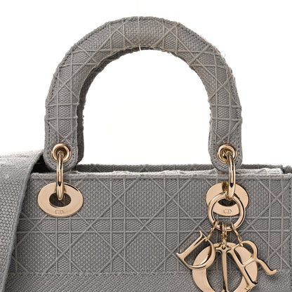 Christian Dior Canvas Embroidered Cannage Medium Lady D-Lite Gray 8 of 10