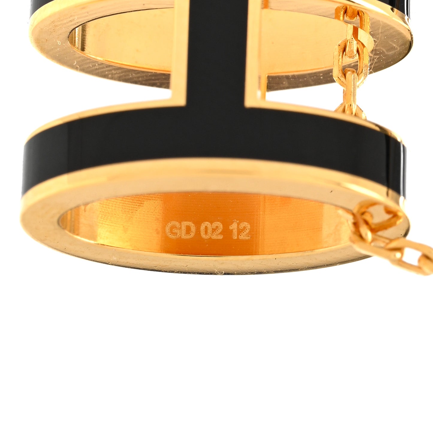 Lacquered Gold Pop H Pendant Necklace Black