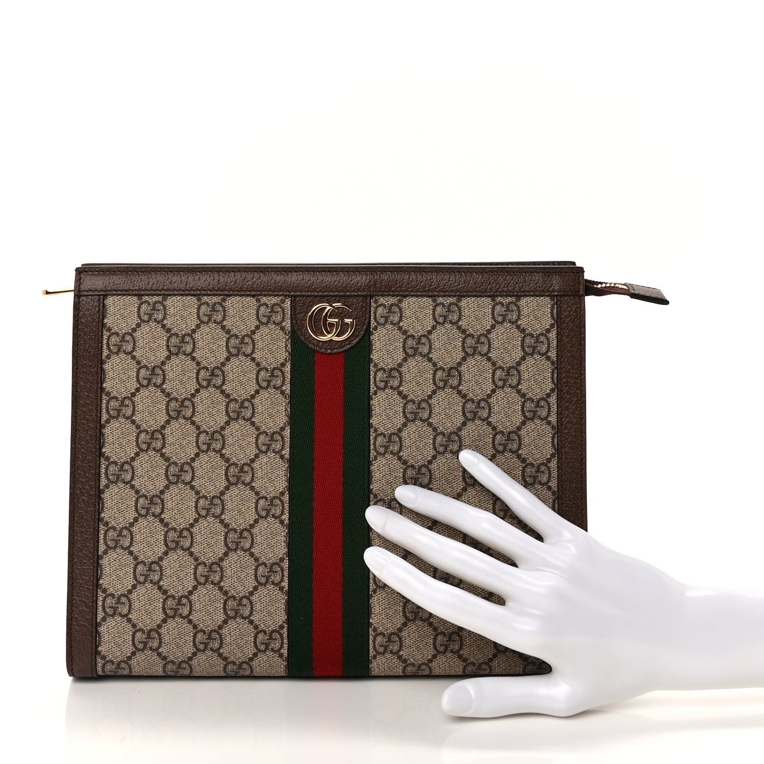 Gucci GG Supreme Monogram Web Ophidia Pouch Brown 2 of 7