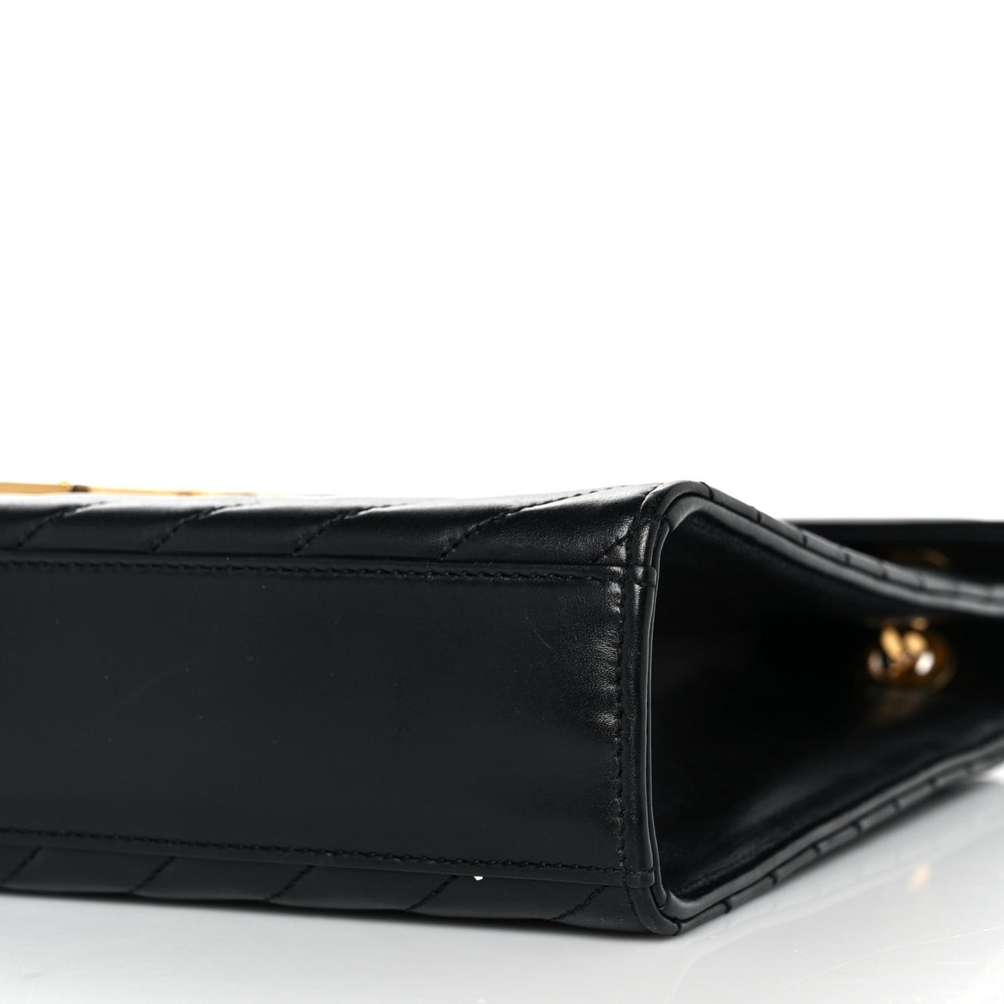 Smooth Calfskin Matelasse Chevron Large Monogram Satchel Black