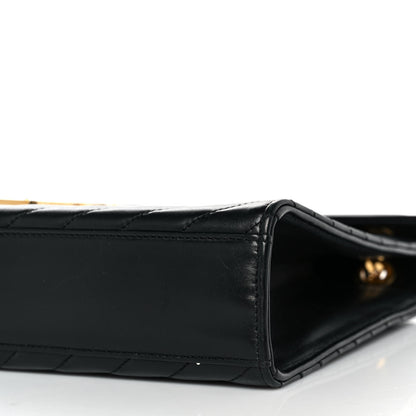 Saint Laurent Smooth Calfskin Matelasse Chevron Large Monogram Satchel Black 9 of 9