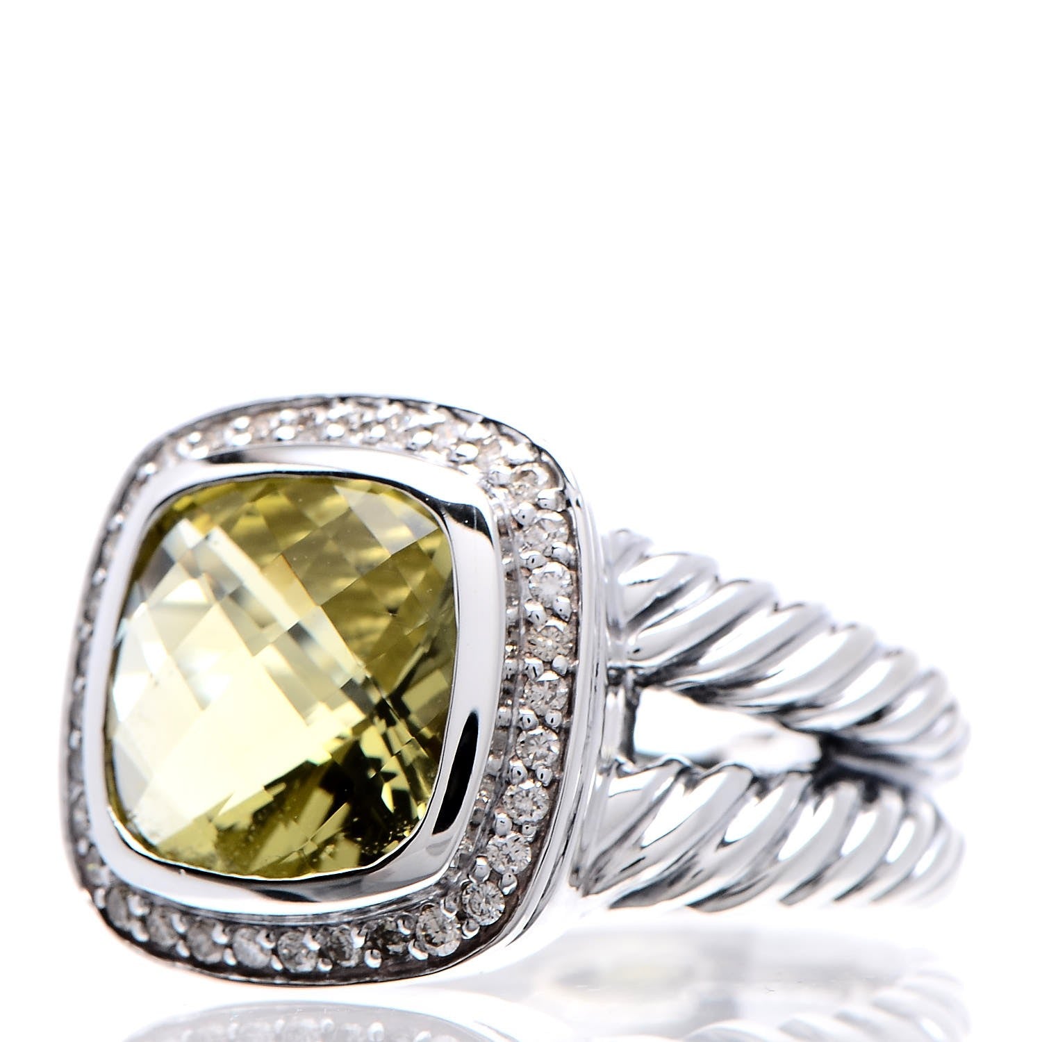 David Yurman Sterling Silver Diamond Lemon Citrine 11mm Albion Ring 54 7 3 of 6