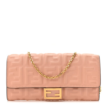 Fendi Nappa Matisse FF Embossed Continental Wallet On Chain Baby Pink 1 of 7