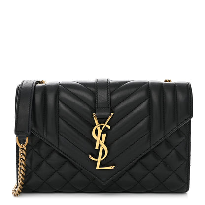 Saint Laurent Grain De Poudre Textured Mixed Matelasse Triquilt Small Monogram Satchel Black 1 of 11