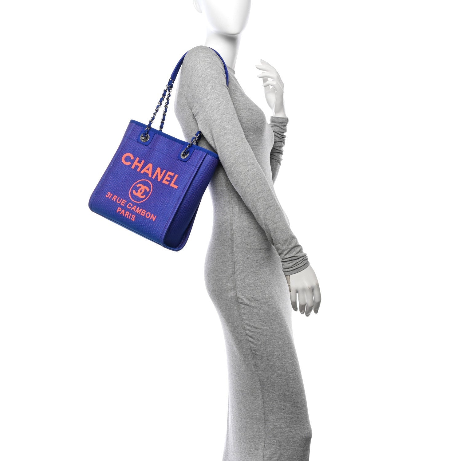 Chanel Mixed Fibers Mini Deauville Tote Blue Orange 2 of 7