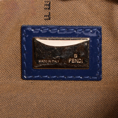 Fendi Zucca Patent Small Chef Shoulder Bag Tobacco Blue 6 of 9