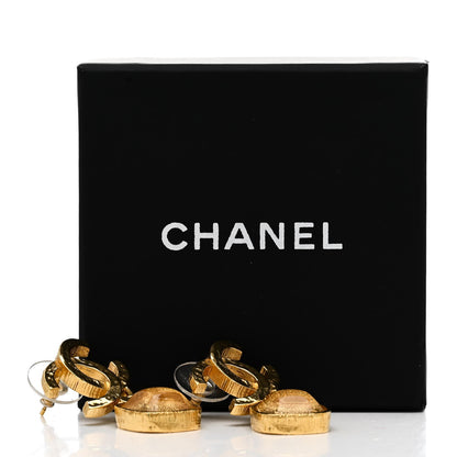 Chanel Metal Natural Stones CC Drop Earrings Gold 5 of 5