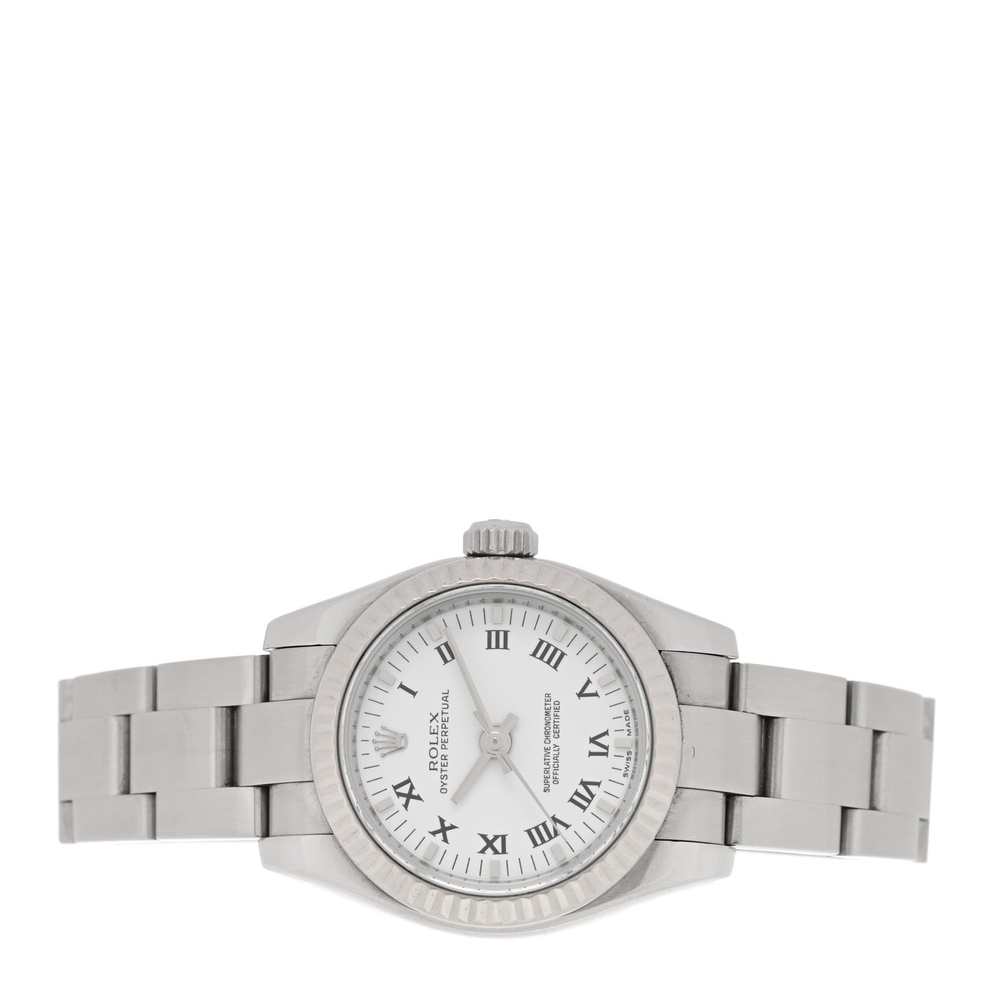 Stainless Steel 18K White Gold 26mm Oyster Perpetual Watch White Roman 176234