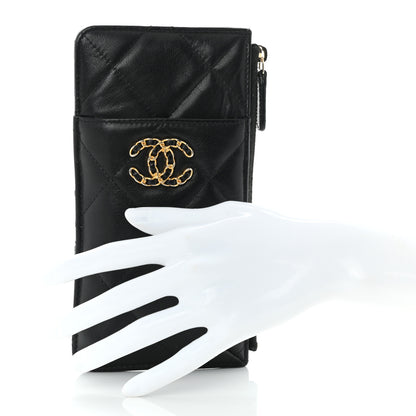 Chanel Lambskin Quilted Chanel 19 Phone and Card Holder Black 2 of 10