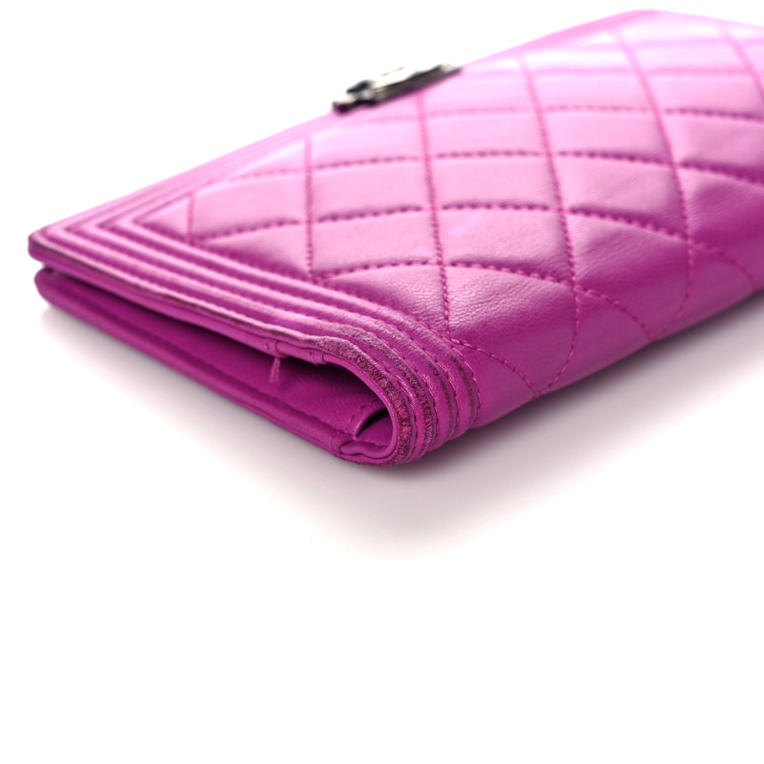 Chanel Lambskin Quilted Boy Yen Wallet Pink 11 of 22