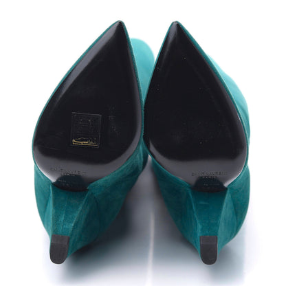 Saint Laurent Suede Niki 105 Thigh High Boots 35.5 Petrol Blue 5 of 8