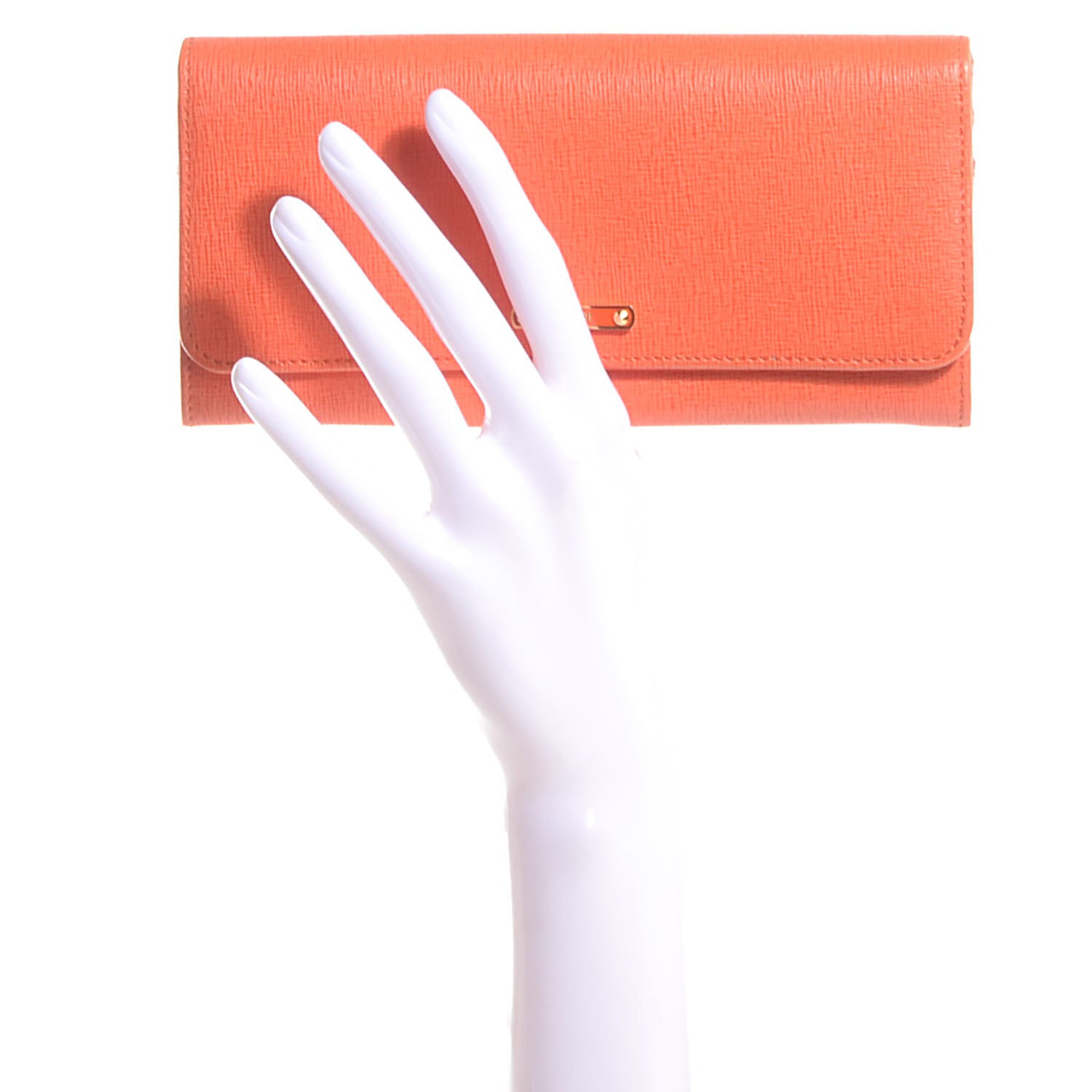 Fendi Vitello Elite Continental Wallet Arancio 2 of 7