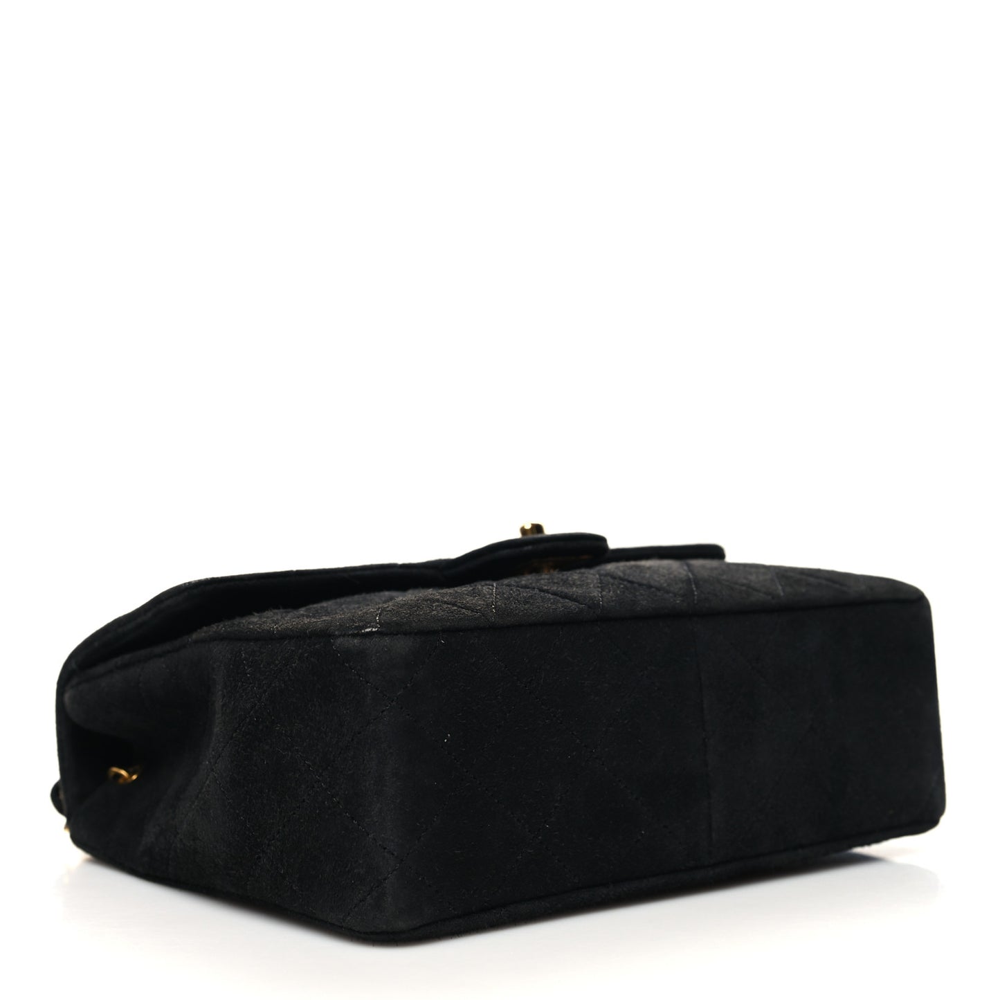 Suede Quilted Mini Square Flap Black