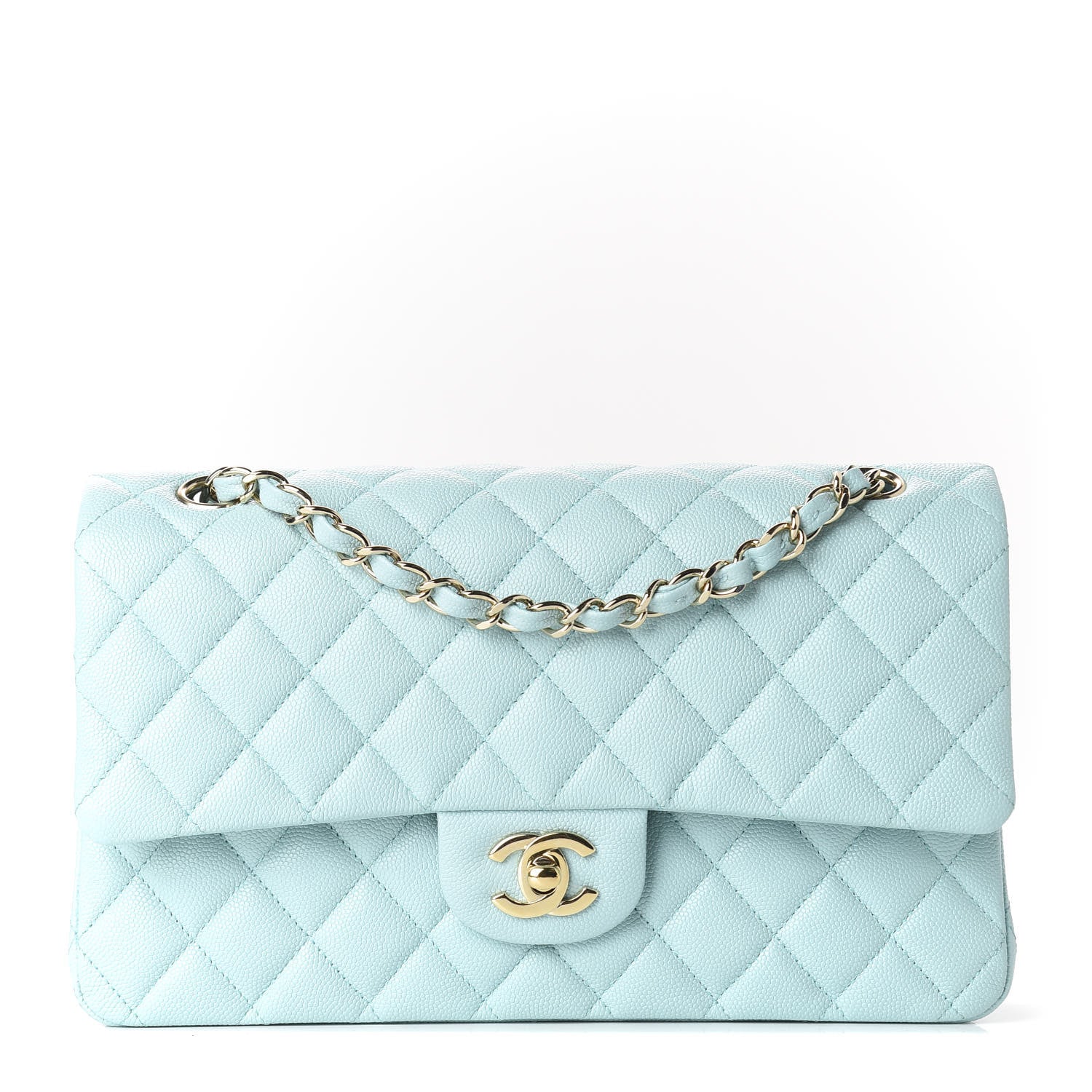 Chanel Caviar Quilted Medium Double Flap Light Blue 1 of 11