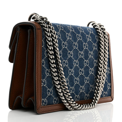 Gucci New Denim GG Monogram Dollar Calfskin Enamel Small Dionysus Shoulder Bag Blue Tea Cuir Epilog Electric Blue 3 of 7