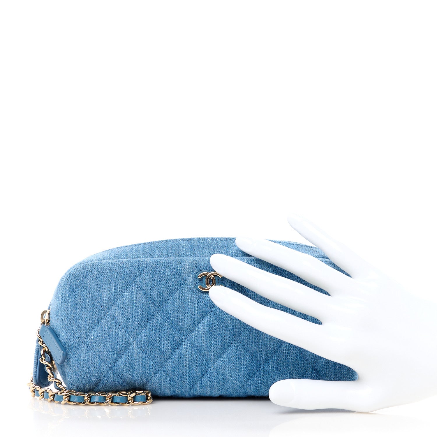 Chanel Denim Quilted Toiletry Case Blue 2 of 11