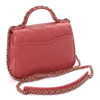 Chanel Lambskin Quilted Small Chain Infinity Top Handle Flap Pink 2 of 8