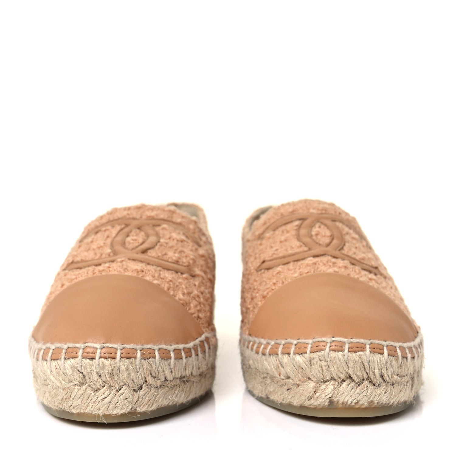 Chanel Tweed Lambskin CC Espadrilles 40 Dark Beige Light Brown 2 of 10