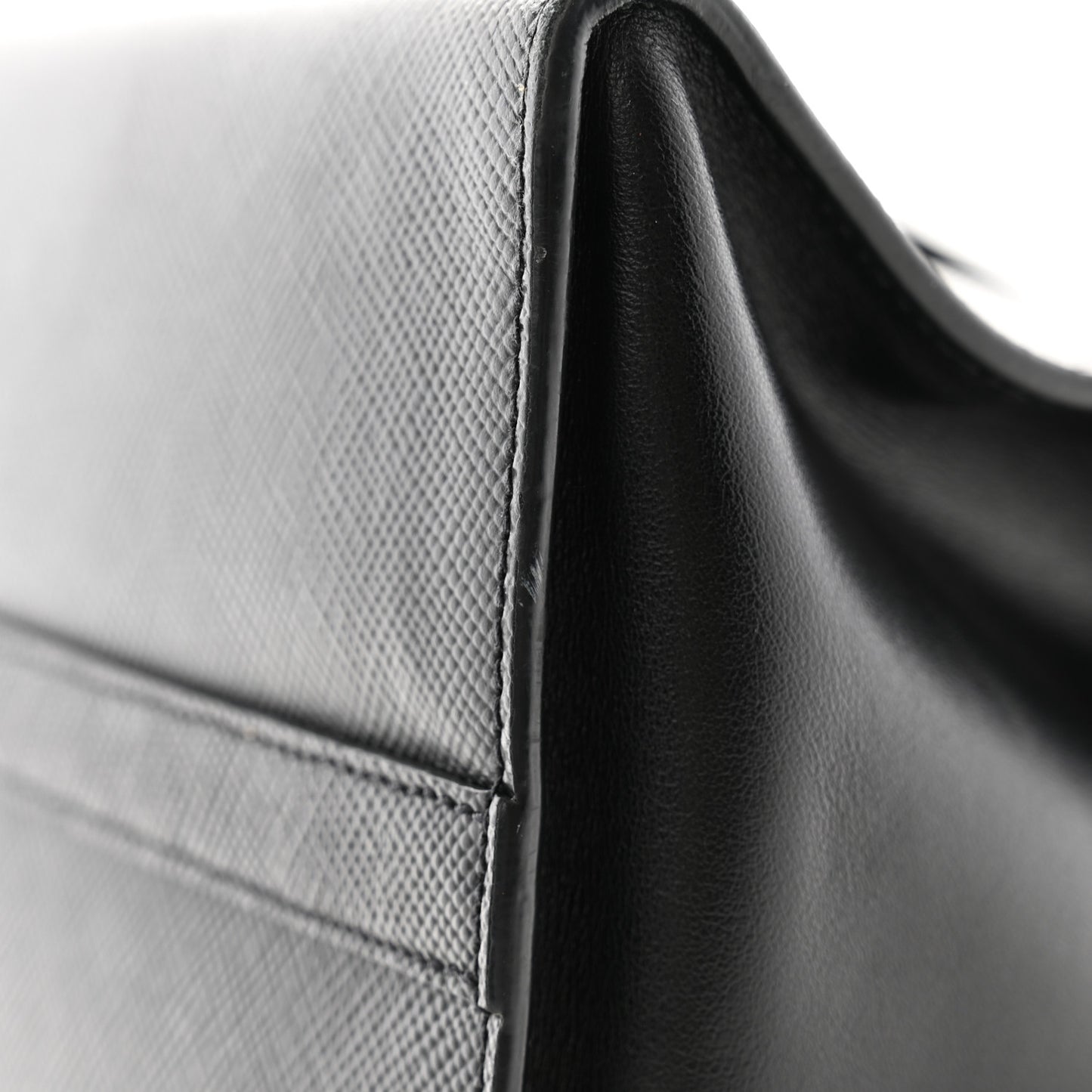 Saffiano Cuir Calfskin Medium Monochrome Top Handle Tote Black