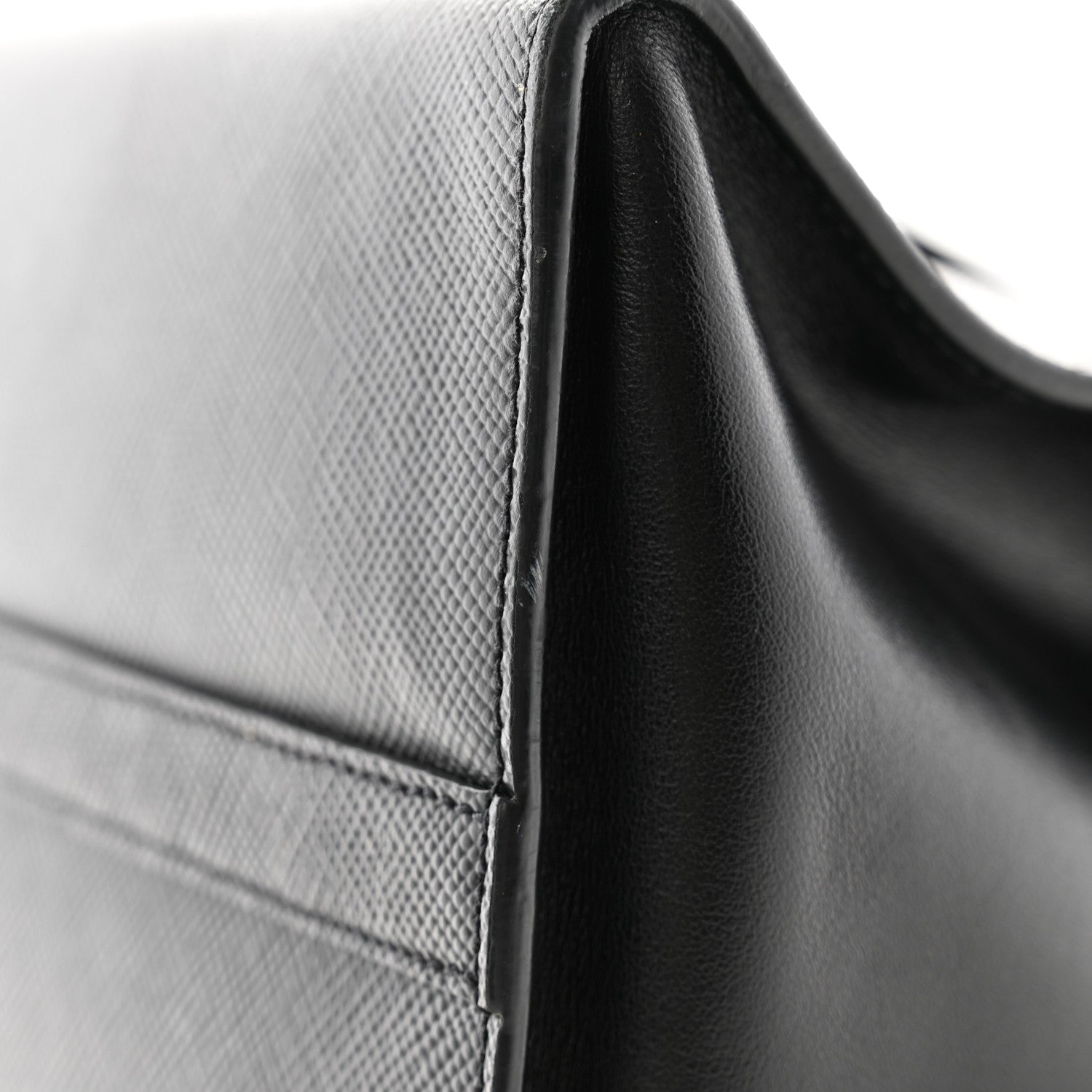 Prada Saffiano Cuir Calfskin Medium Monochrome Top Handle Tote Black 11 of 12