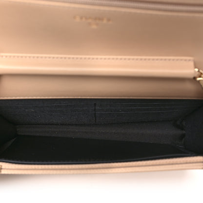 Chanel Caviar Quilted CC Filigree Wallet On Chain WOC Beige Black 5 of 12