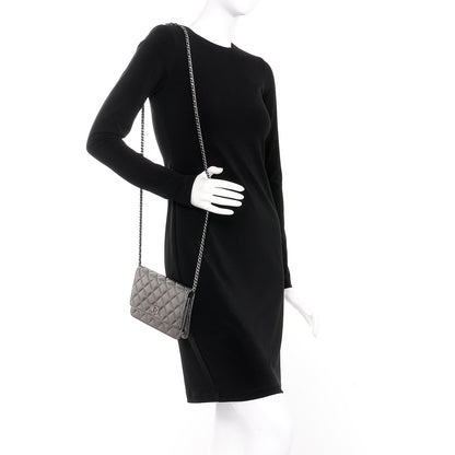 Chanel Metallic Lambskin Quilted Reissue Wallet On Chain WOC Dark Silver 2 of 9