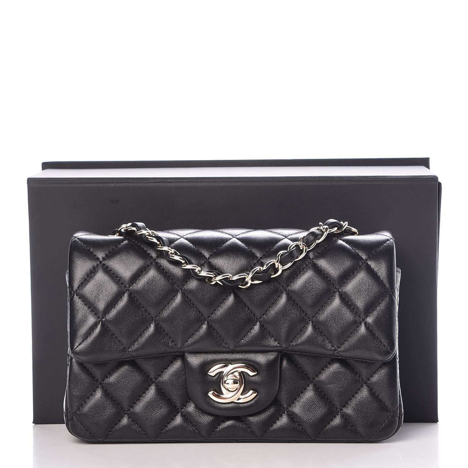 Chanel Lambskin Quilted Mini Rectangular Flap Black 8 of 8