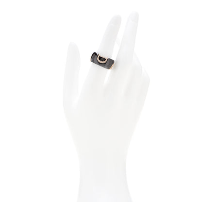 Damiani 18K Pink Gold Ceramic Diamond D Icon Ring 53 6.25 Black 2 of 6