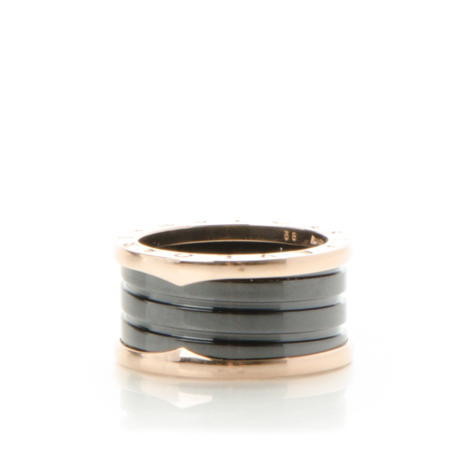 Bulgari 18K Rose Gold Black Ceramic B.Zero1 Four-Band Ring 58 8.5 1 of 5