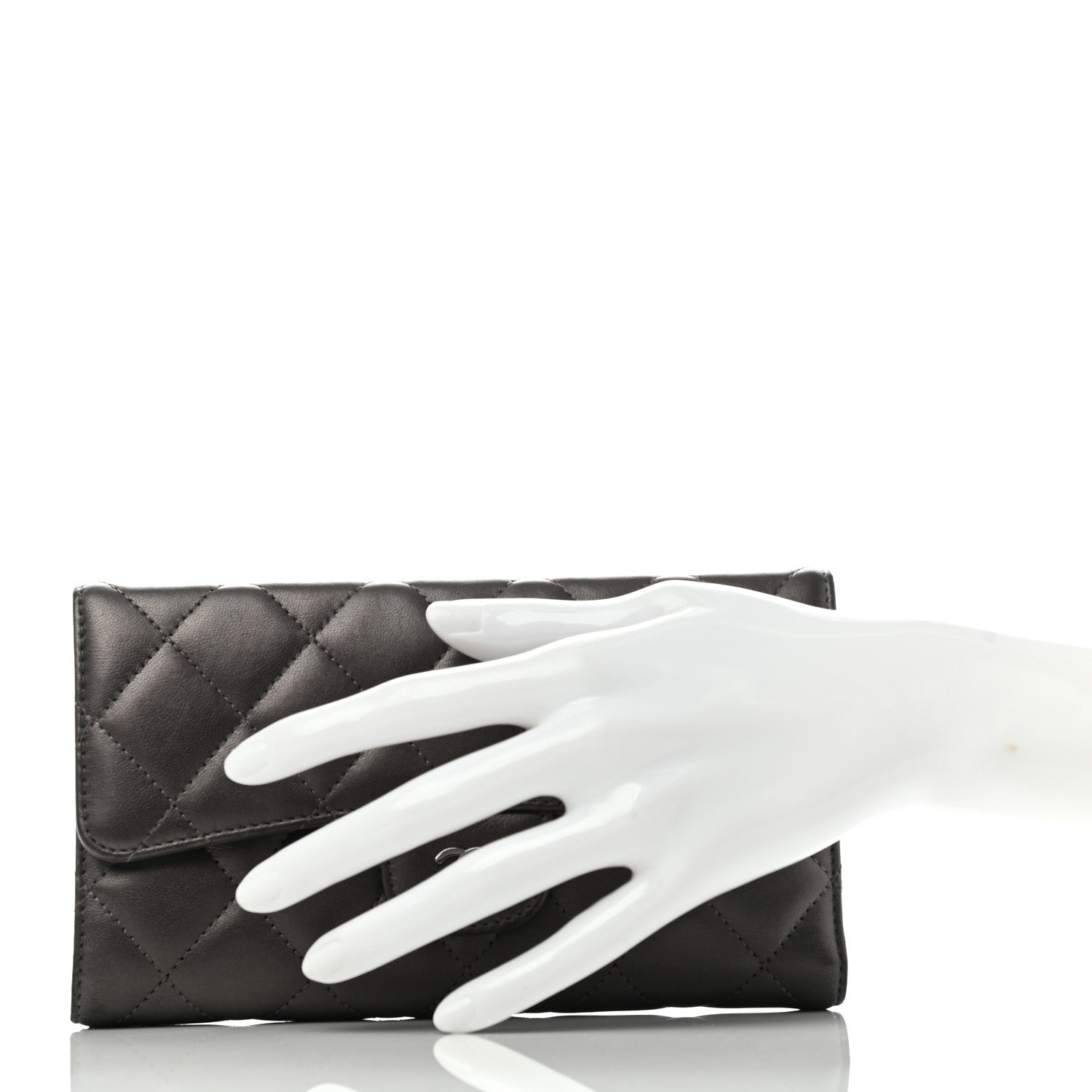 Chanel Lambskin Quilted Large Flap Wallet Dark Brown 2 of 10