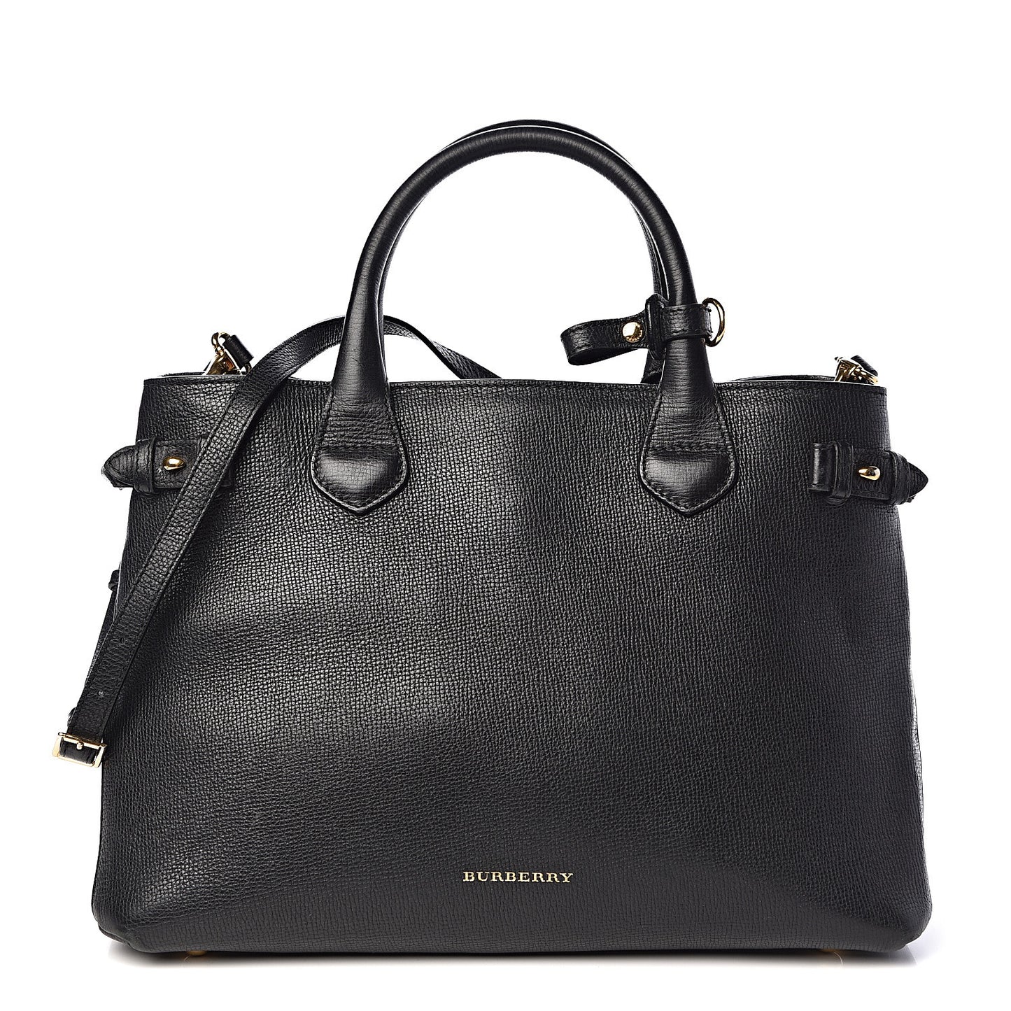 Grainy Calfskin House Check Medium Banner Tote Black