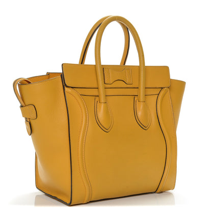 Celine Drummed Calfskin Mini Luggage Ocre 3 of 7