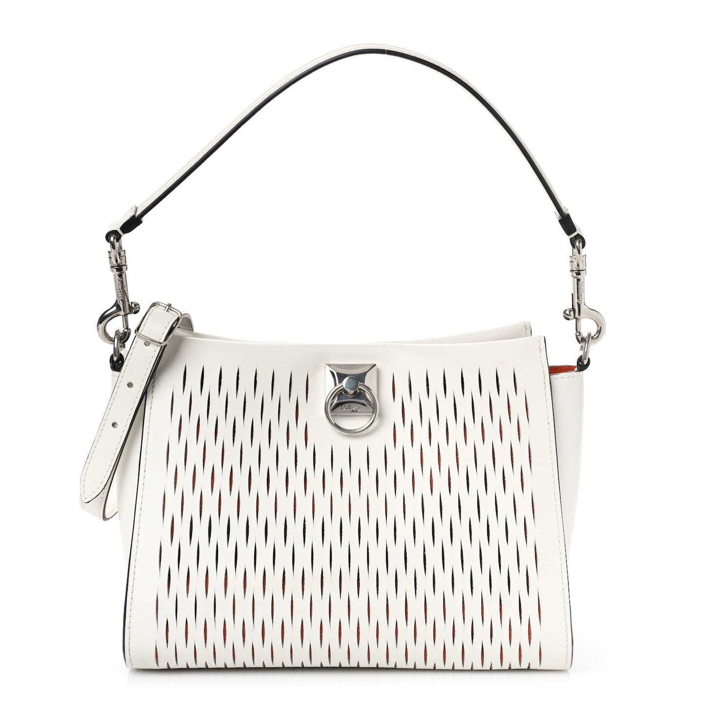 Mesh Calfskin Small Iris Tote White Rust