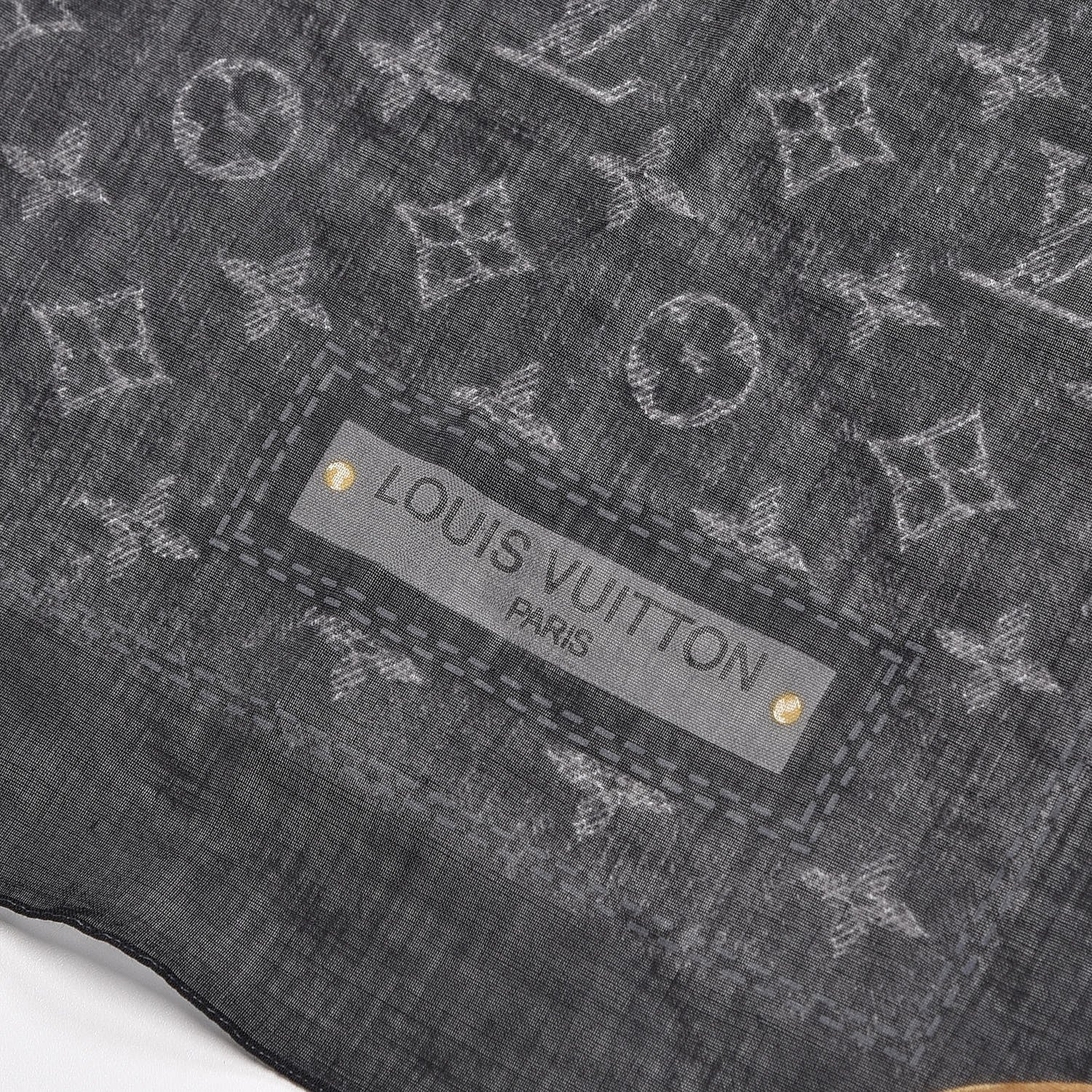 Louis Vuitton Cotton Denim Monogram Scarf Black 3 of 5
