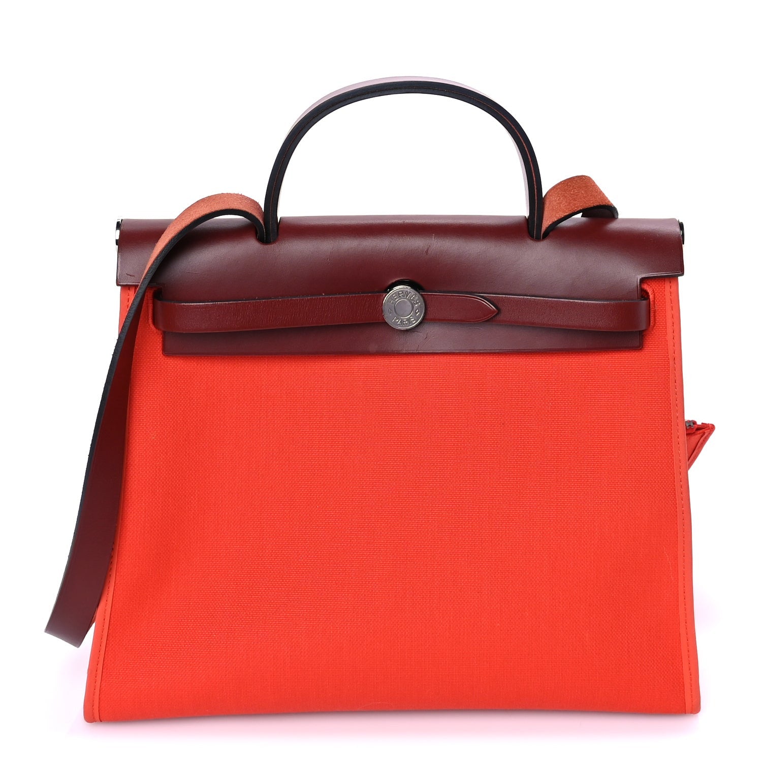Hermes Military Toile Vache Hunter Herbag Zip 31 PM  Rouge Grenat 1 of 7