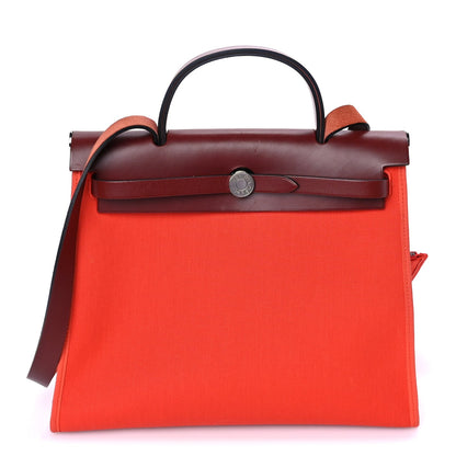 Hermes Military Toile Vache Hunter Herbag Zip 31 PM  Rouge Grenat 1 of 7