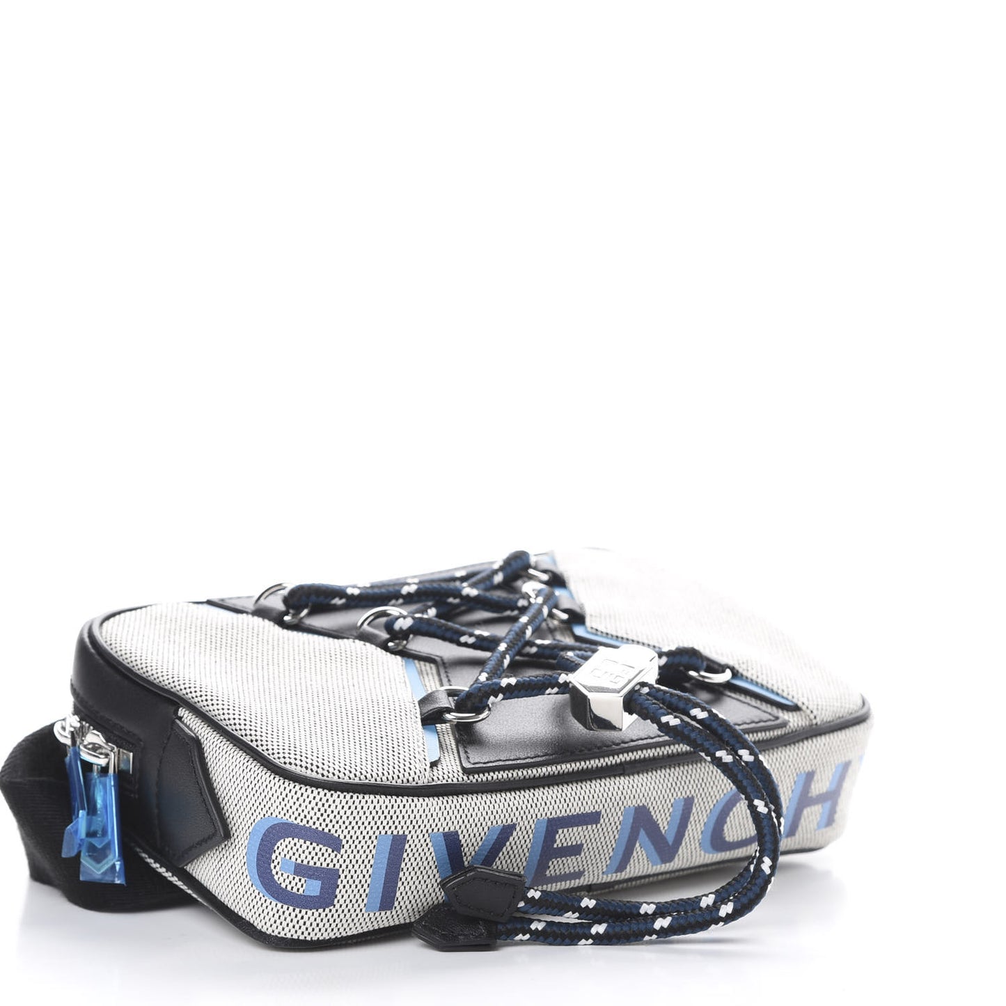 Calfskin Canvas Logo Bond Bum Bag Black Turquoise