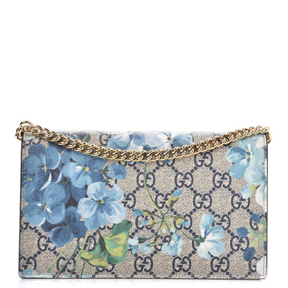 Gucci GG Supreme Monogram Blooms Chain Wallet Blue 1 of 8