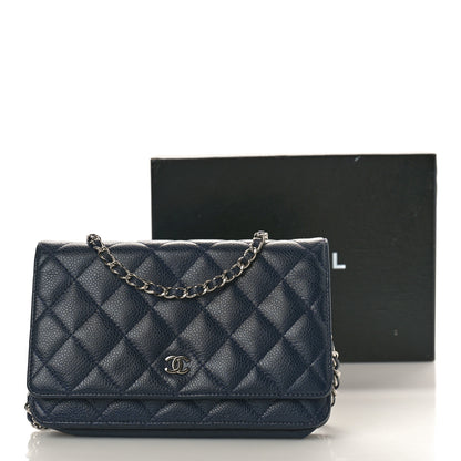 Chanel Caviar Quilted Wallet on Chain WOC Navy 11 of 11