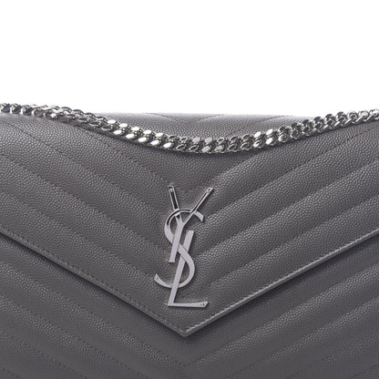Saint Laurent Grain De Poudre Matelasse Chevron Monogram Chain Wallet Earth 9 of 9