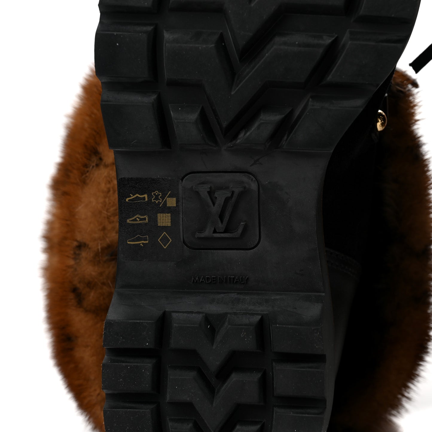 Calfskin Mink Fur LV Territory Ranger Combat Boots 40 Black