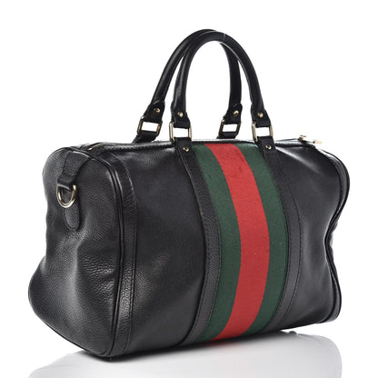 Gucci Calfskin Vintage Web Medium Boston Black 3 of 16