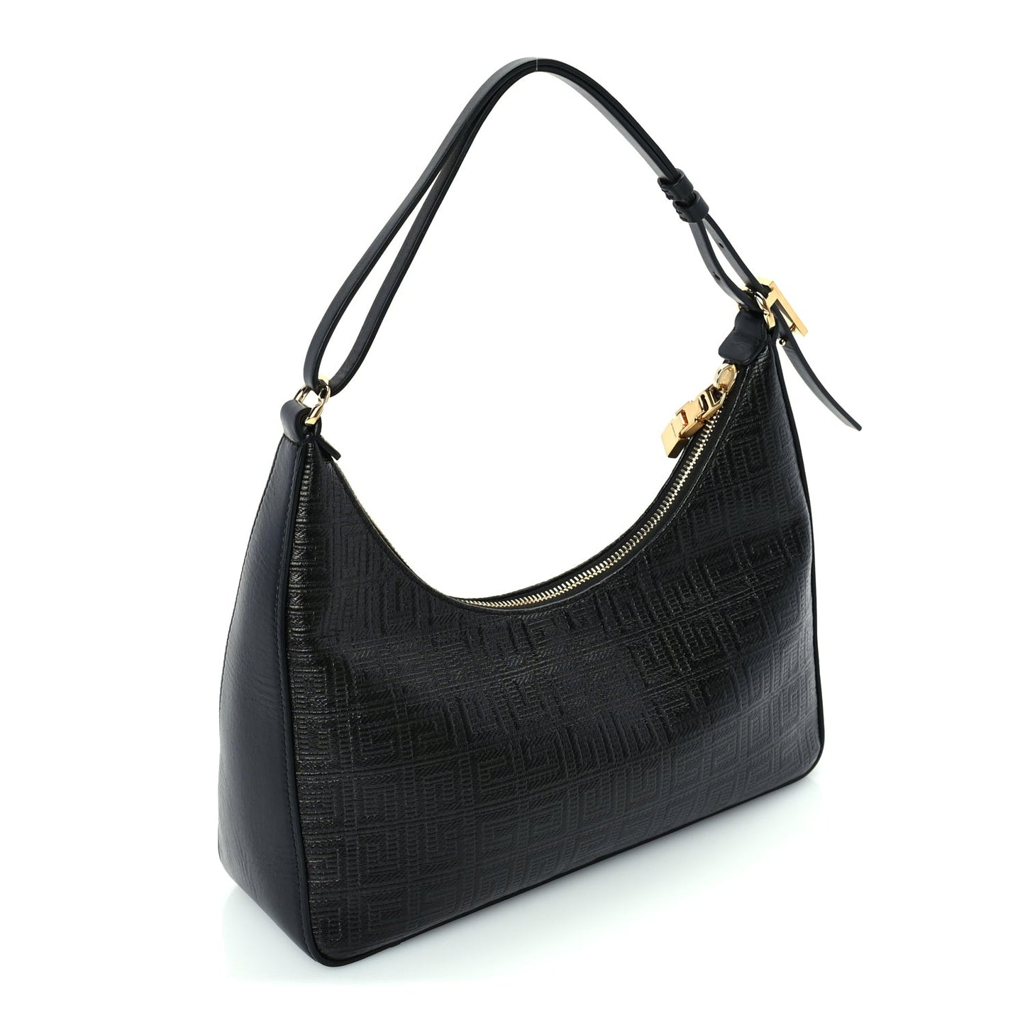 Coated Canvas Logo 4G Embossed Small Moon Cut Out Shoulder Bag Black